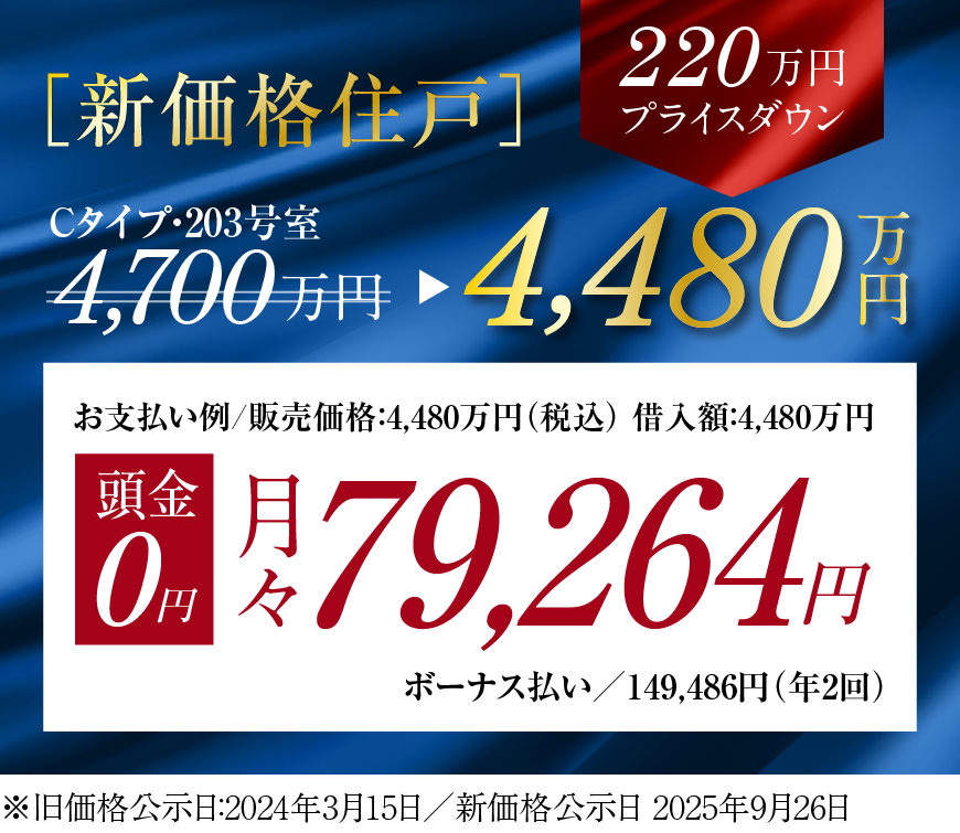 Cタイプ新価格支払い例、月々79,264円から