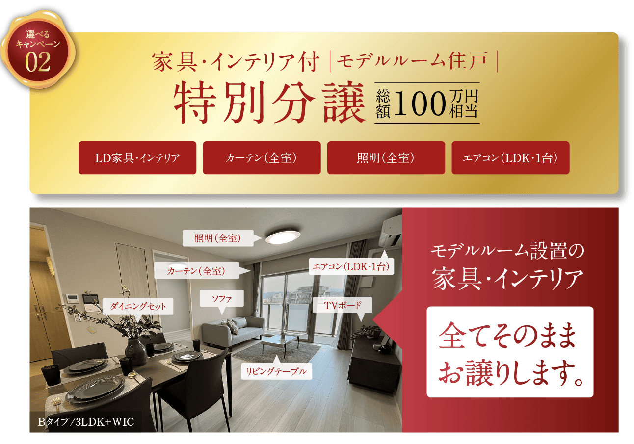 100万円相当の家具・インテリア付き特別分譲