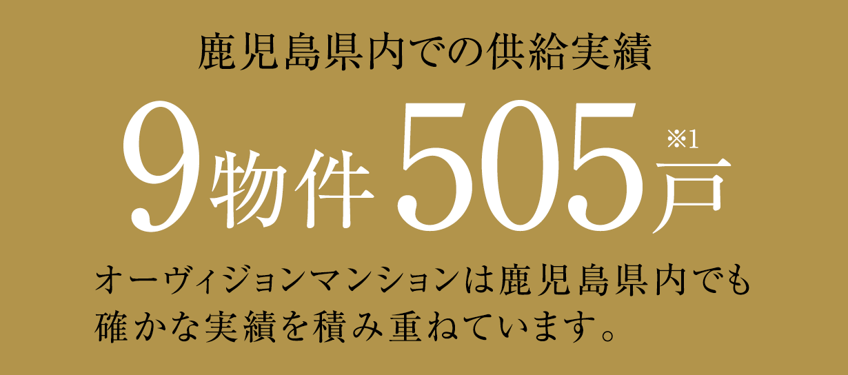 鹿児島県内での供給実績 8物件 466戸 オーヴィジョンマンションは鹿児島県内でも確かな実績を積み重ねています。