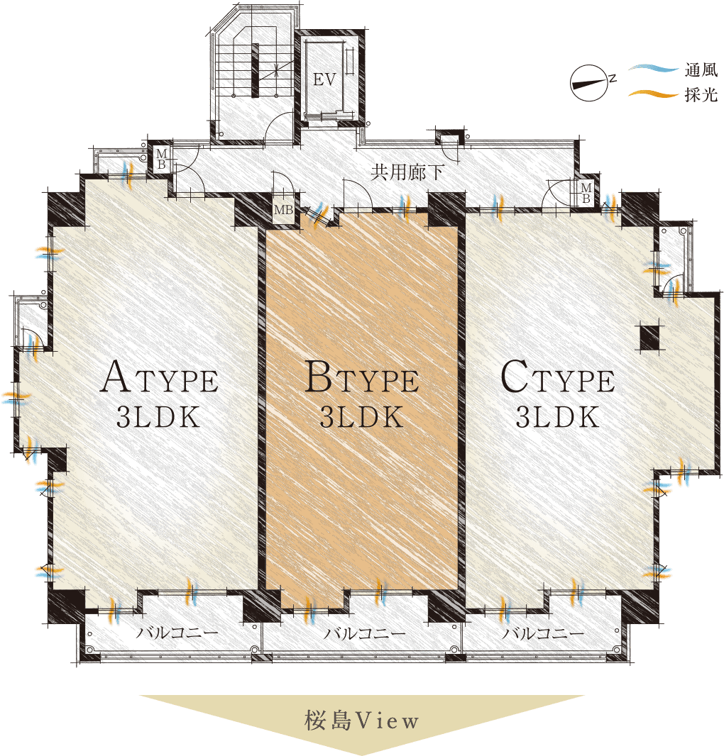 1フロア3邸図面