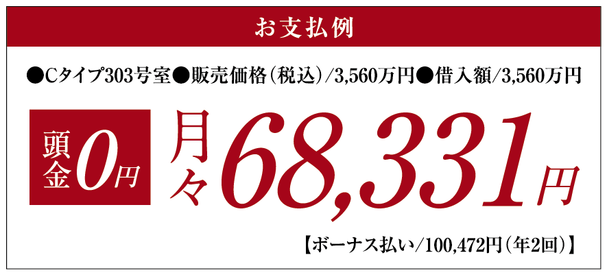 Cタイプ新価格支払い例、月々68,331円から