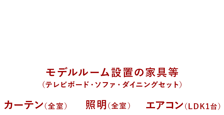 モデルルーム住戸のご成約で設置済みのインテリアを全てそのままお譲りします。